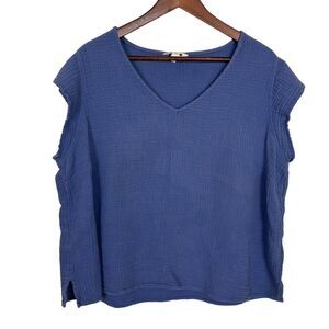 Three Dots Periwinkle Blue Short Sleeve Gauze T-Shirt Top Women's XL